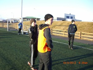 Pétur og Hilmar voru hressir á æfingu.