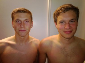 Þorkell og Fannar voru að vonum kátir eftir leikinn.